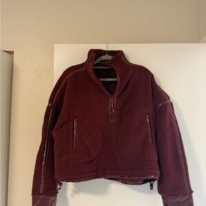 Wine Burgundy Sherpa Half-Zip Pullover
